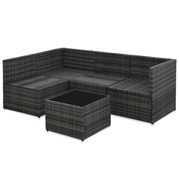 Set mobilier de grădină cu perne, 5 piese, gri, poliratan - WALTI WALTI
