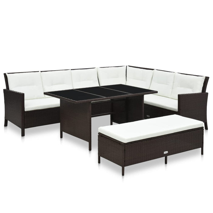Set mobilier de grădină cu perne, 3 piese, maro, poliratan - WALTI WALTI