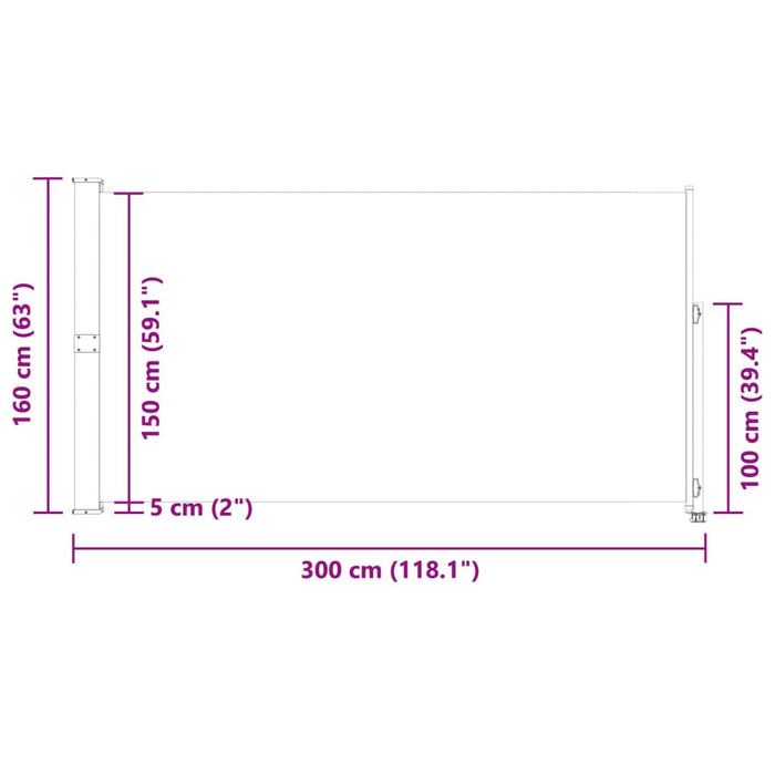 Copertină laterală retractabilă de terasă, roșu, 160 x 300 cm - WALTI WALTI