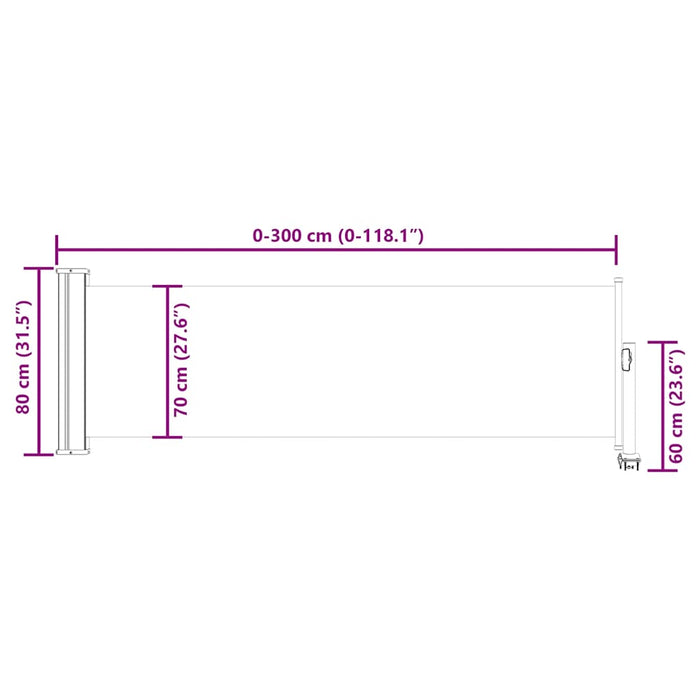 Copertină laterală retractabilă de terasă, roșu, 80 x 300 cm - WALTI WALTI