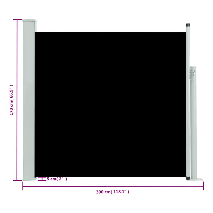 Copertină laterală retractabilă de terasă, negru, 170 x 300 cm - WALTI WALTI