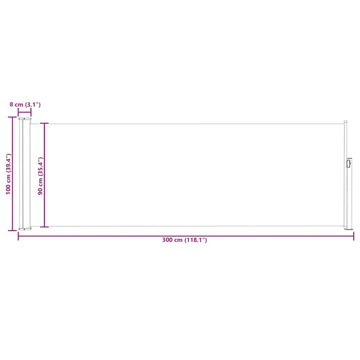 Copertină laterală retractabilă de terasă, negru, 100x300 cm - WALTI WALTI