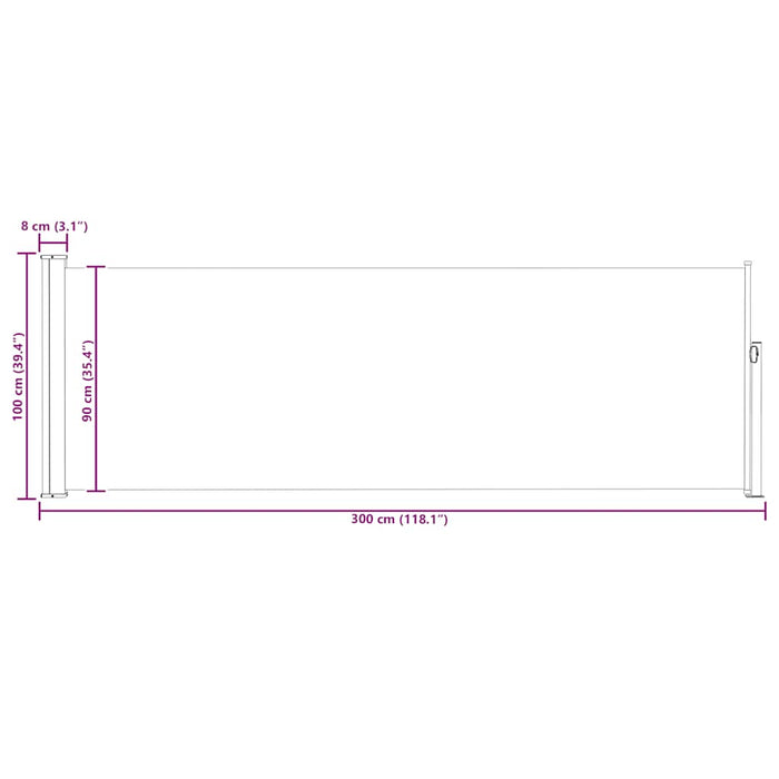Copertină laterală retractabilă de terasă, roșu, 100 x 300 cm - WALTI WALTI