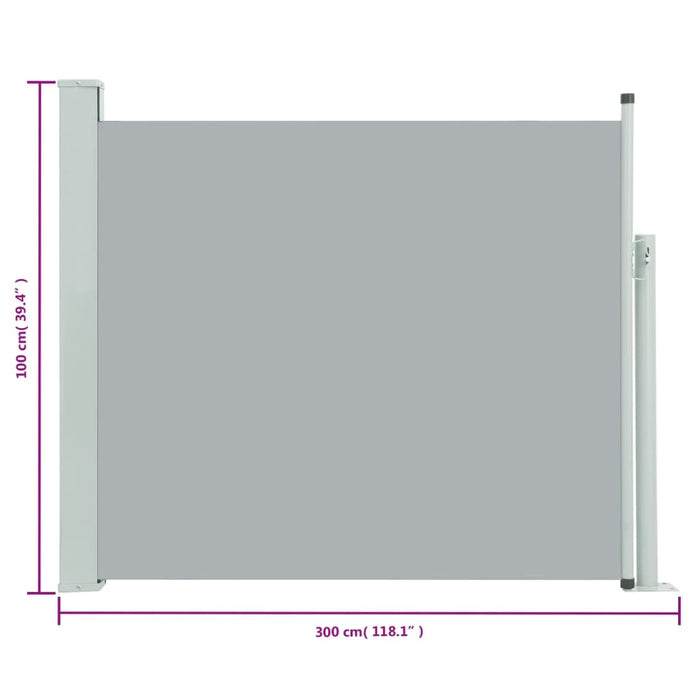 Copertină laterală retractabilă de terasă, gri, 100 x 300 cm - WALTI WALTI