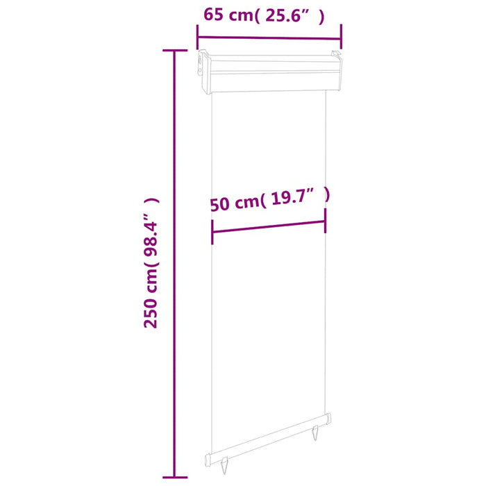 Copertină laterală de balcon, crem, 60 x 250 cm - WALTI WALTI