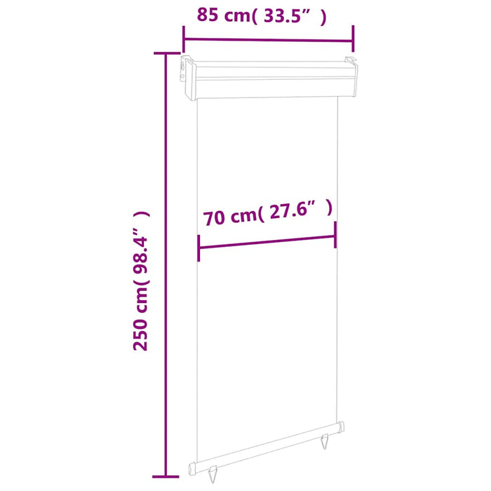 Copertină laterală de balcon, crem, 80 x 250 cm - WALTI WALTI