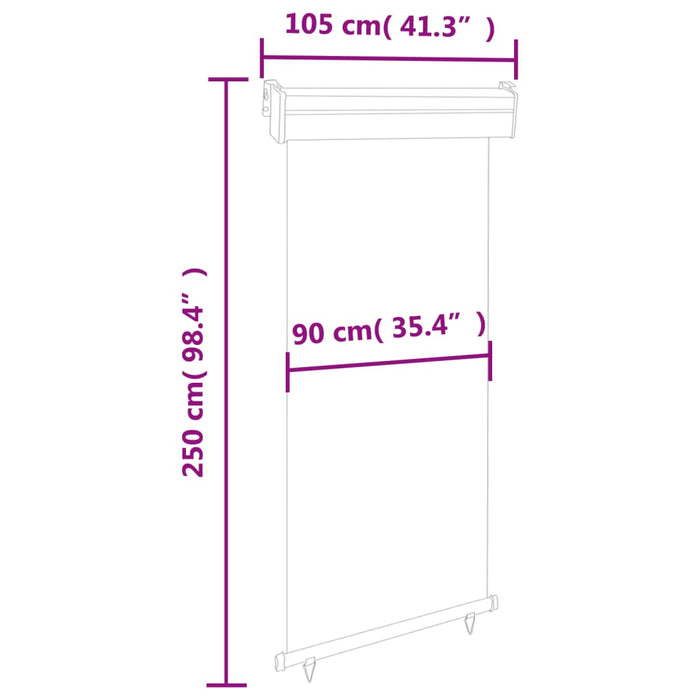 Copertină laterală de balcon, negru, 100 x 250 cm - WALTI WALTI