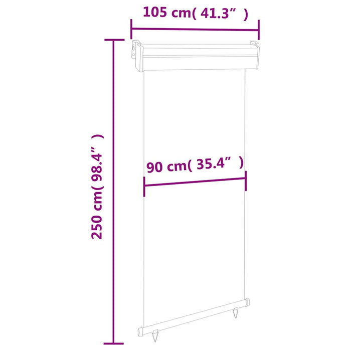 Copertină laterală de balcon, crem, 100 x 250 cm - WALTI WALTI