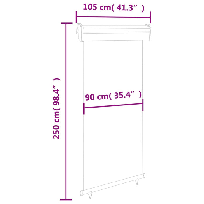 Copertină laterală de balcon, gri, 100 x 250 cm - WALTI WALTI
