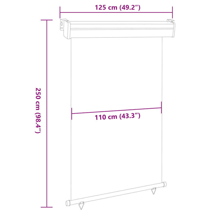 Copertină laterală de balcon, negru, 125 x 250 cm - WALTI WALTI
