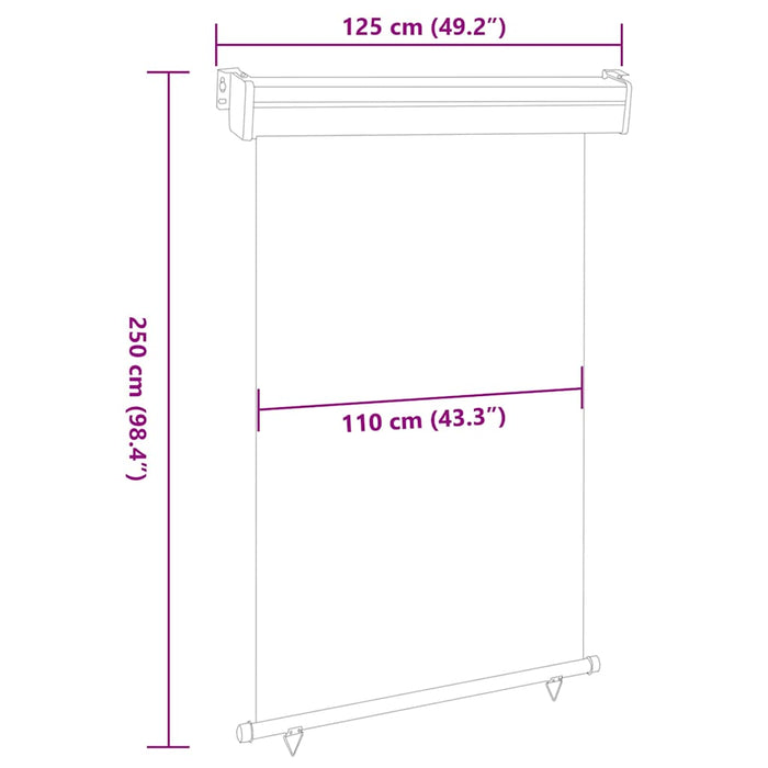Copertină laterală de balcon, roșu, 125 x 250 cm - WALTI WALTI