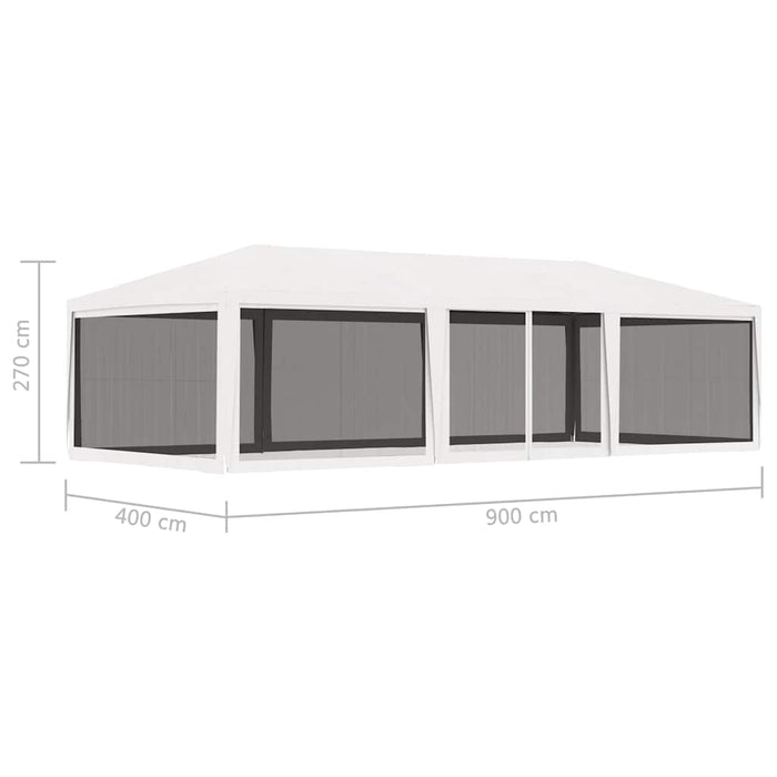 Cort de petrecere cu 4 pereți din plasă, alb, 4 x 9 m WALTI