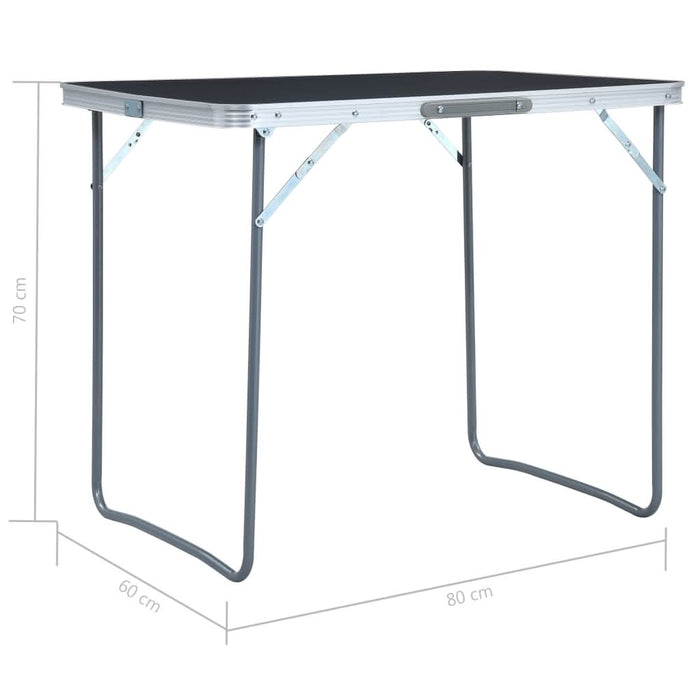 Masă de camping pliabilă cu cadru metalic, gri, 80 x 60 cm - WALTI WALTI