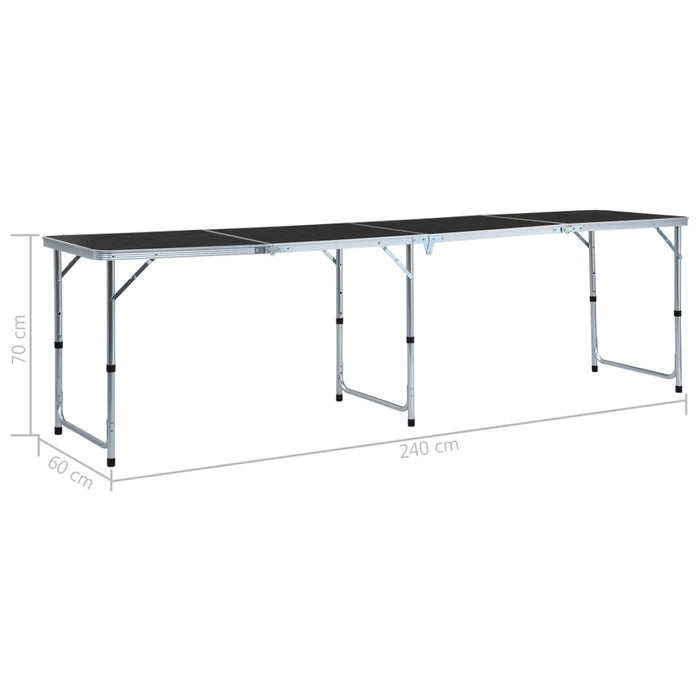 Masă de camping pliabilă, gri, 240 x 60 cm, aluminiu - WALTI WALTI