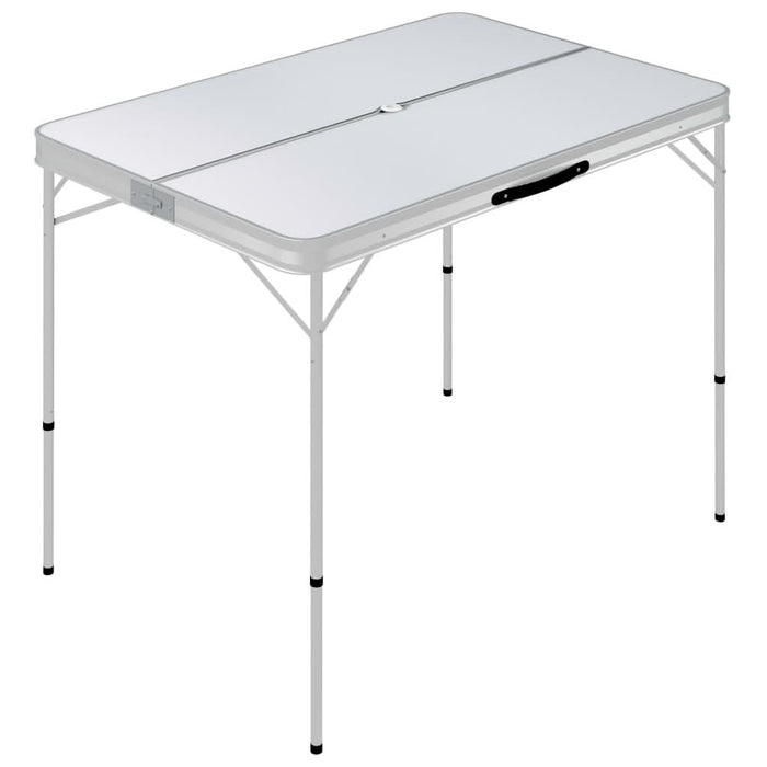 Masă de camping pliabilă cu 2 bănci, alb, aluminiu - WALTI WALTI