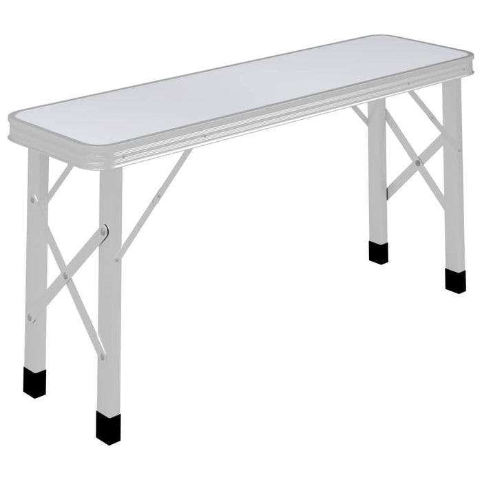 Masă de camping pliabilă cu 2 bănci, alb, aluminiu - WALTI WALTI