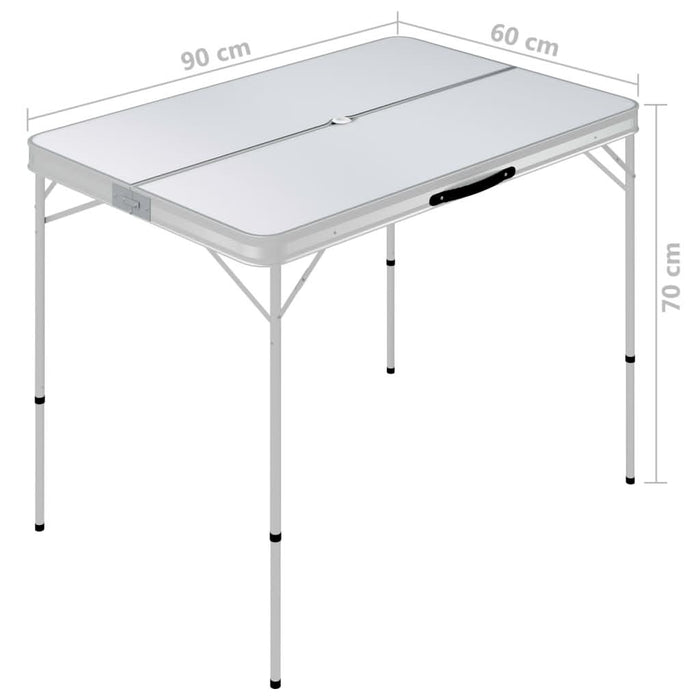 Masă de camping pliabilă cu 2 bănci, alb, aluminiu - WALTI WALTI