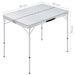 Masă de camping pliabilă cu 2 bănci, alb, aluminiu - WALTI WALTI