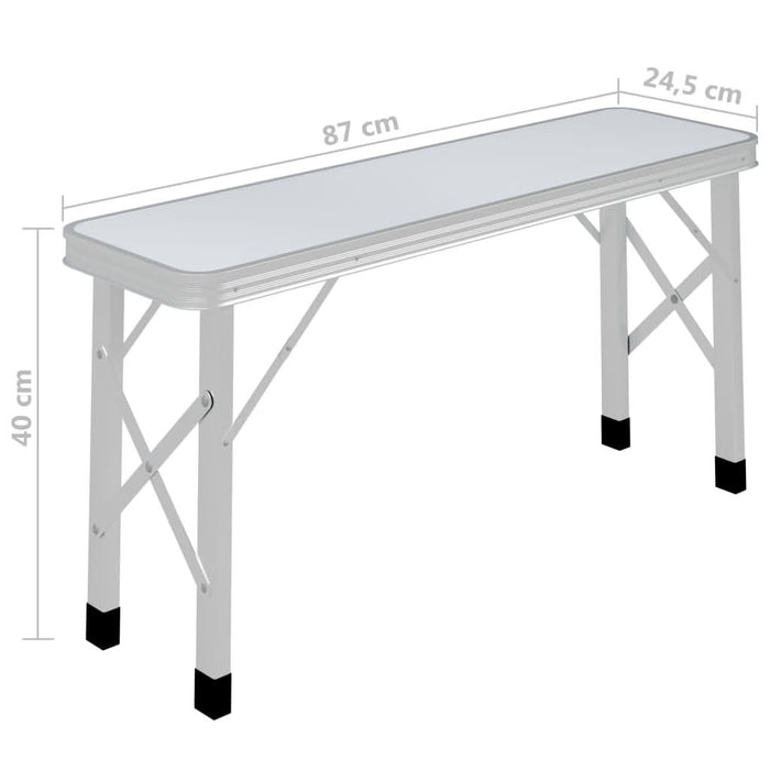 Masă de camping pliabilă cu 2 bănci, alb, aluminiu - WALTI WALTI