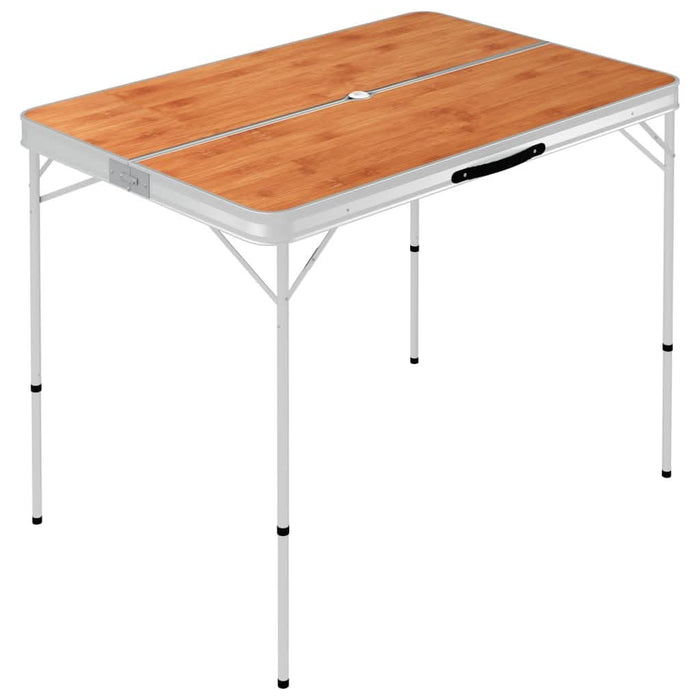 Masă de camping pliabilă cu 2 bănci, maro, aluminiu - WALTI WALTI