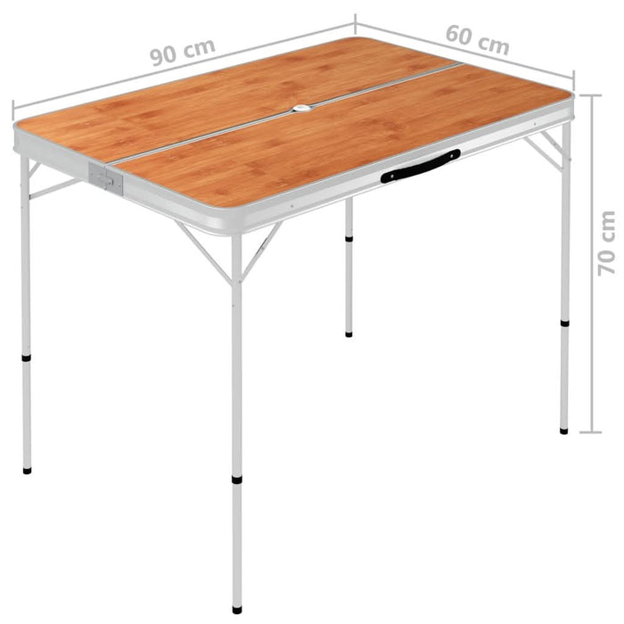 Masă de camping pliabilă cu 2 bănci, maro, aluminiu - WALTI WALTI