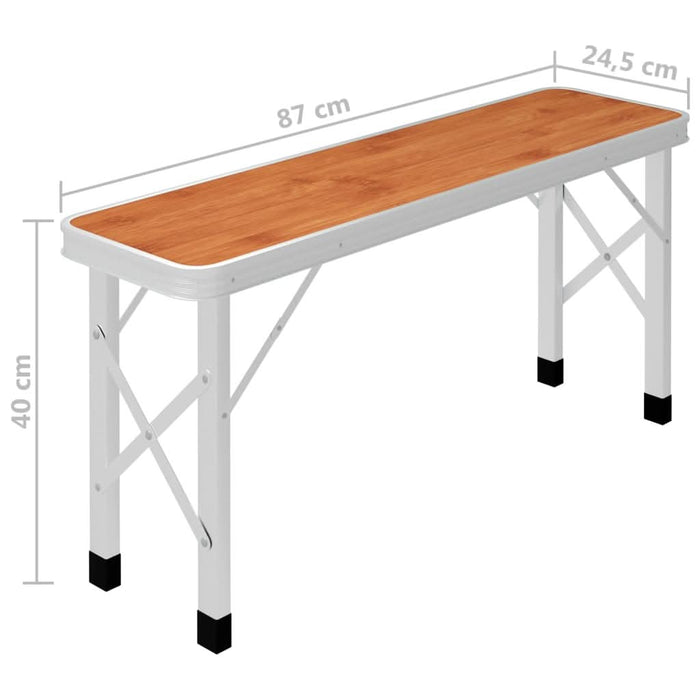 Masă de camping pliabilă cu 2 bănci, maro, aluminiu - WALTI WALTI