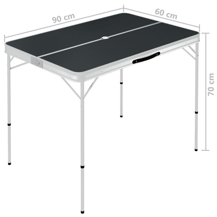 Masă de camping pliabilă cu 2 bănci, gri, aluminiu - WALTI WALTI