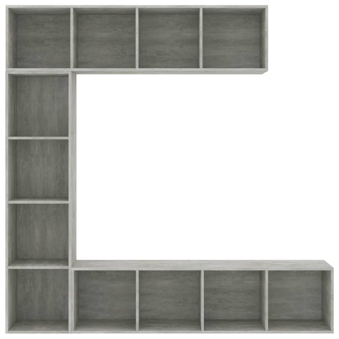 Set bibliotecă/comodă TV, 3 piese, gri beton, 180x30x180 cm - WALTI WALTI