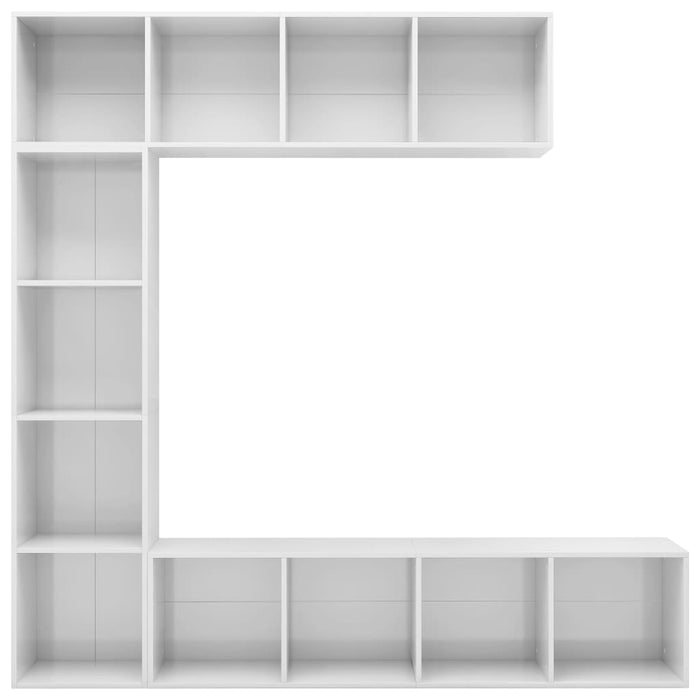 Set bibliotecă TV, 3 piese, alb foarte lucios, 180x30x180 cm - WALTI WALTI