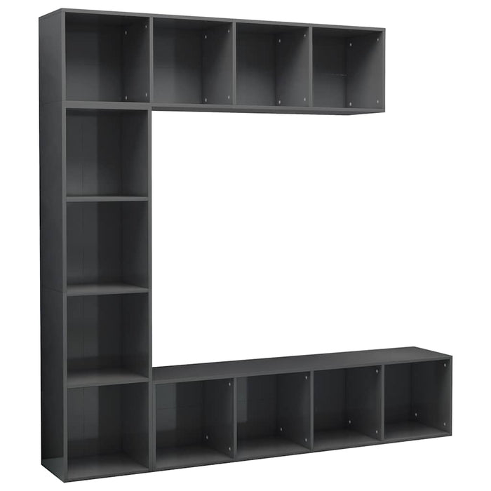 Set bibliotecă TV, 3 piese, gri extralucios, 180x30x180 cm WALTI