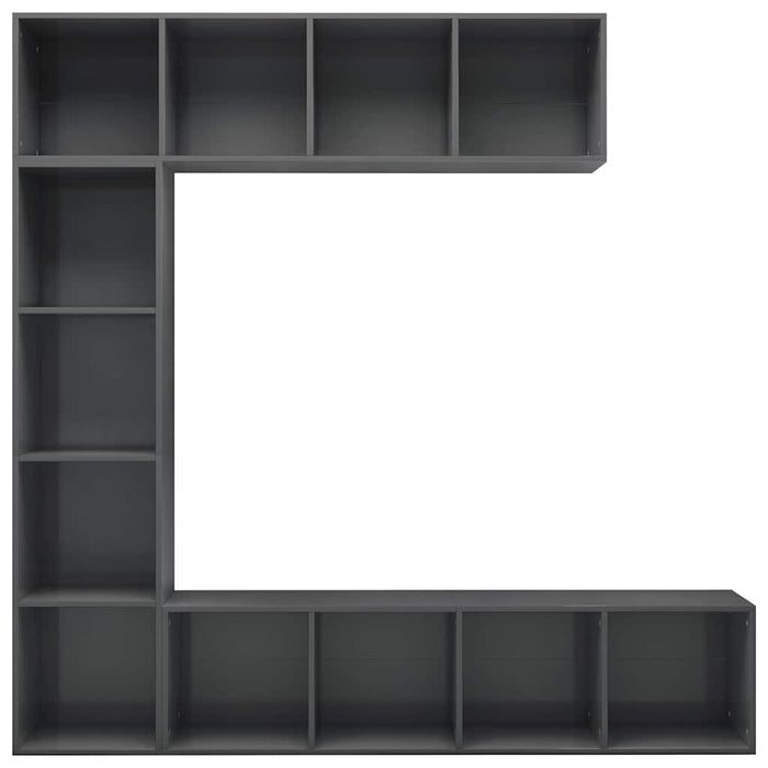 Set bibliotecă TV, 3 piese, gri extralucios, 180x30x180 cm WALTI
