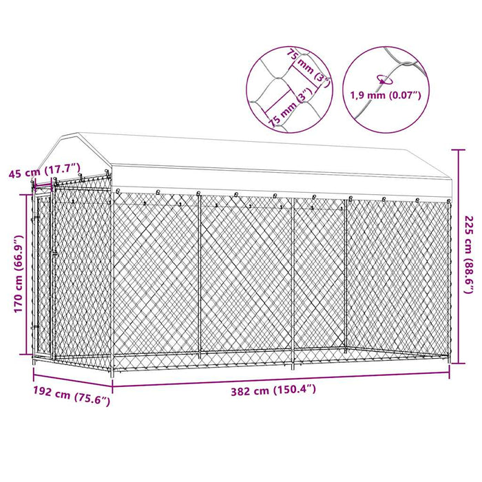 Padoc de exterior cu prelată pentru câini, 382x192x225 cm - WALTI WALTI
