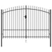 Poartă de gard cu ușă dublă, vârf ascuțit, negru, 3x2 m, oțel - WALTI WALTI