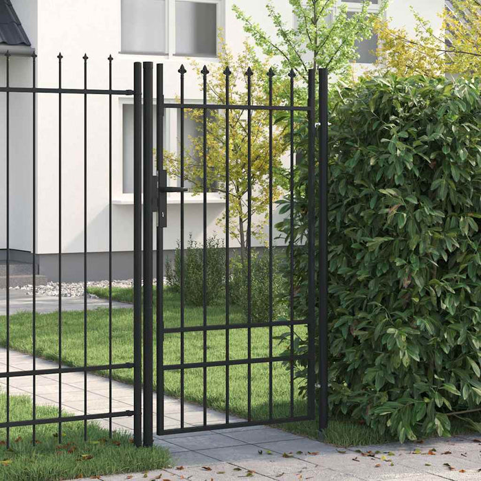 Poartă de gard BOXTEL cu ușă simplă și vârf cu țepi, oțel, 1x1,75 m, negru WALTI