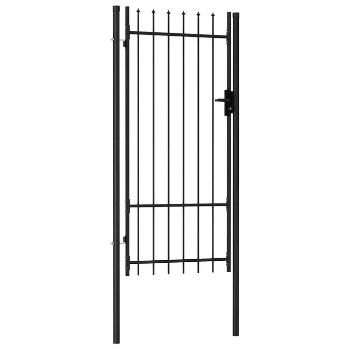 Poartă de gard BOXTEL cu ușă simplă și vârf cu țepi, oțel, 1x2 m, negru - WALTI WALTI