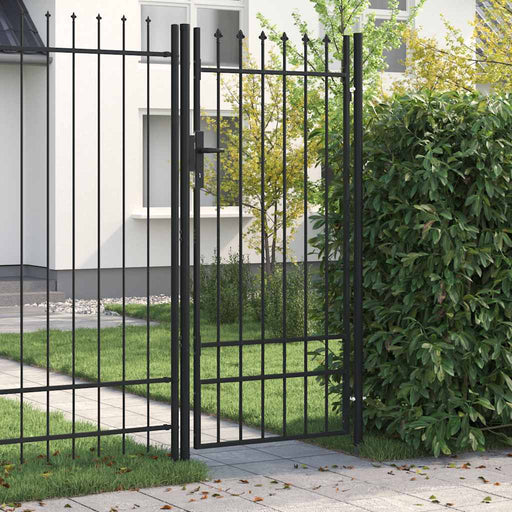 Poartă de gard BOXTEL cu ușă simplă și vârf cu țepi, oțel, 1x2 m, negru - WALTI WALTI