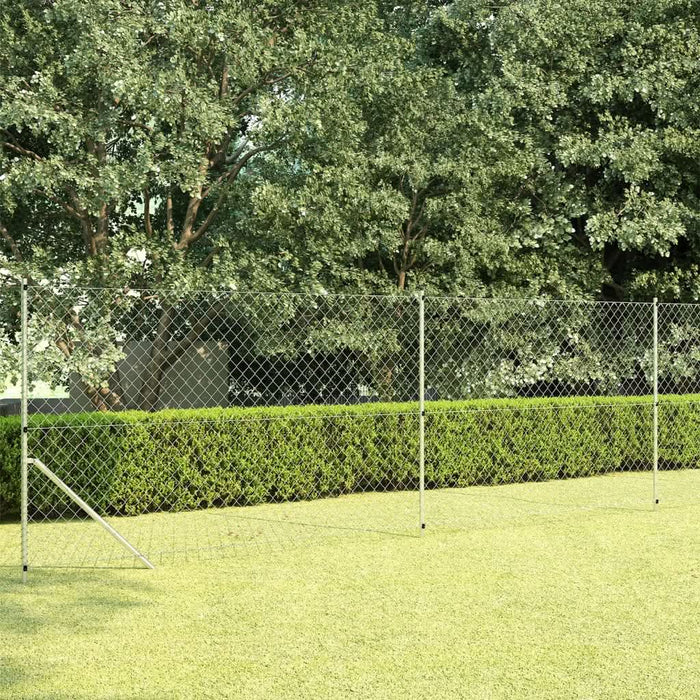 Gard din plasă cu stâlpi, argintiu, 15 x 1,5 m, oțel galvanizat - WALTI WALTI