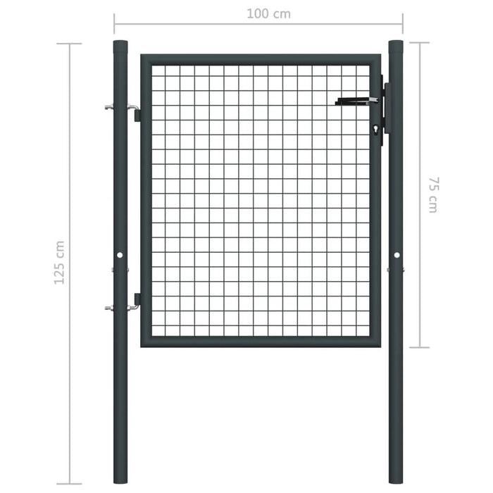 Poartă de grădină din plasă, gri, 100x125 cm, oțel galvanizat - WALTI WALTI
