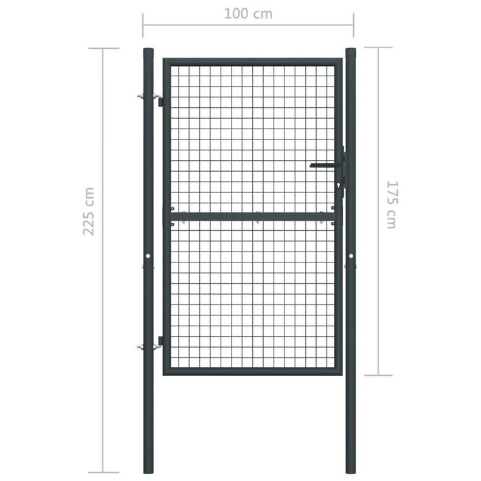 Poartă de gard din plasă, gri, 100 x 225 cm, oțel galvanizat - WALTI WALTI