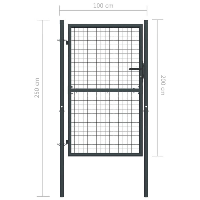 Poartă de grădină din plasă, gri, 100x250 cm, oțel galvanizat - WALTI WALTI