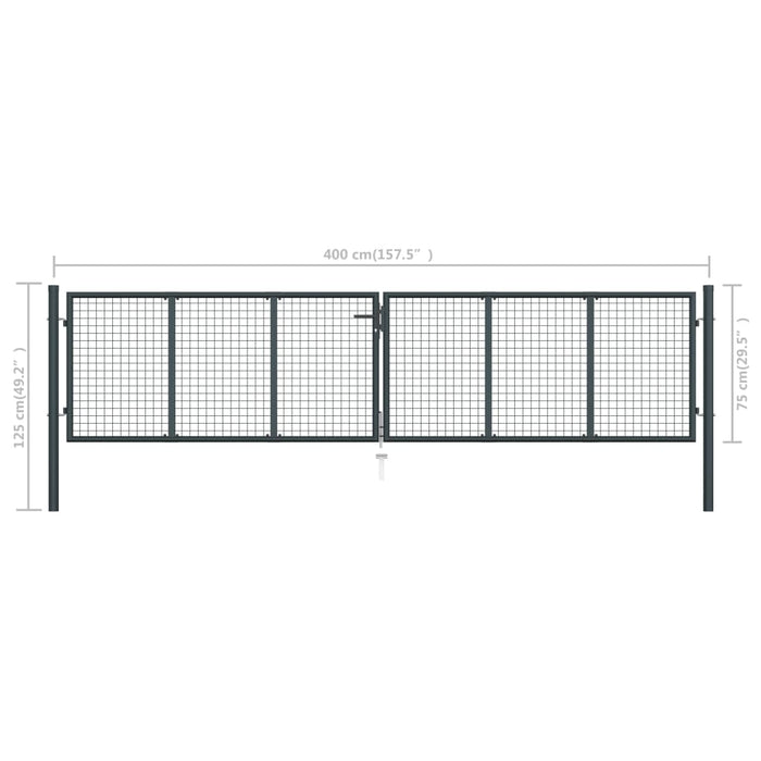 Poartă de grădină din plasă, gri, 400 x 125 cm, oțel galvanizat - WALTI WALTI