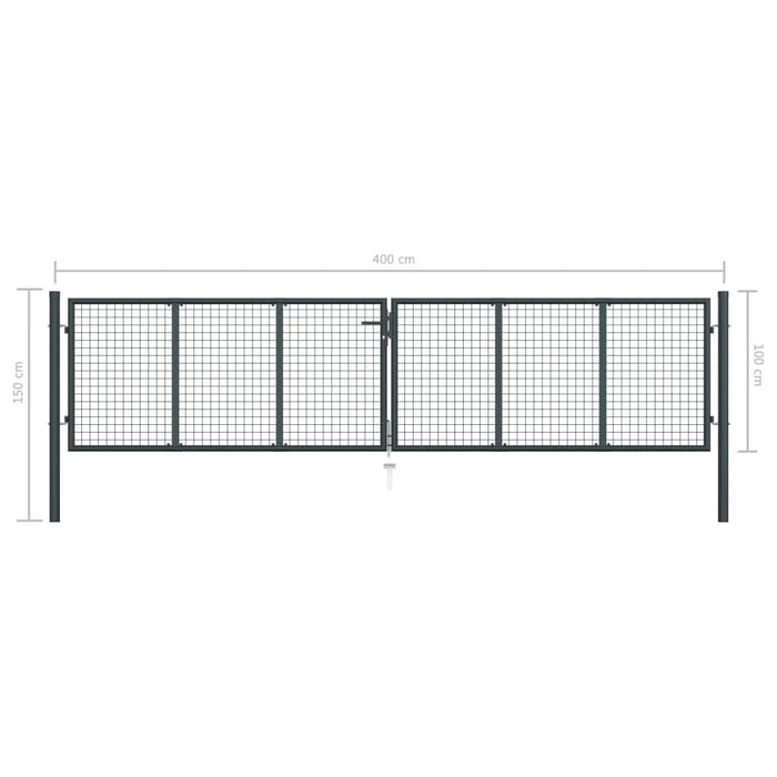 Poartă de grădină din plasă, gri, 400 x 150 cm, oțel galvanizat - WALTI WALTI
