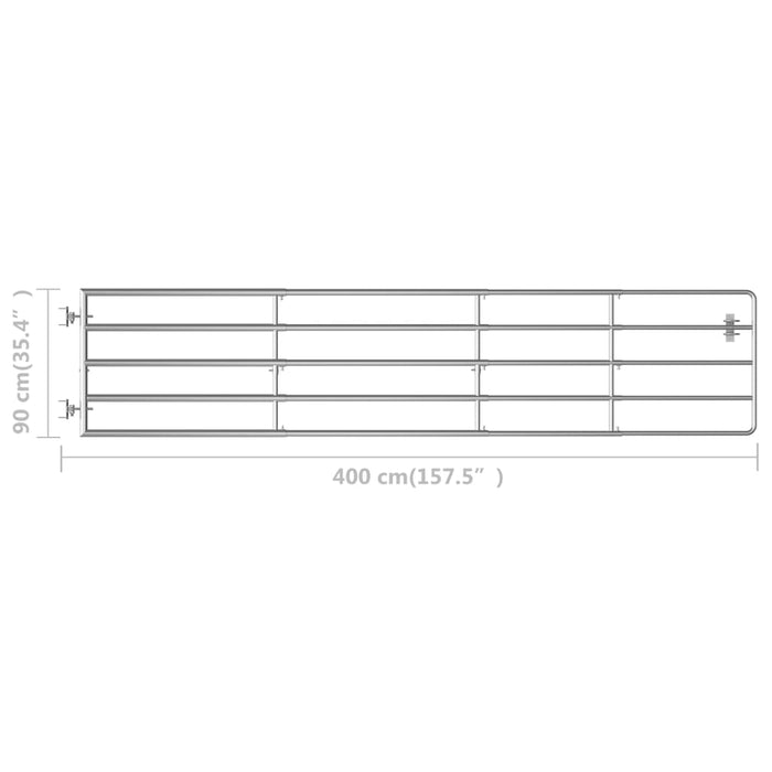 Poartă de câmp cu 5 bare, argintiu, (150-400) x 90 cm, oțel WALTI