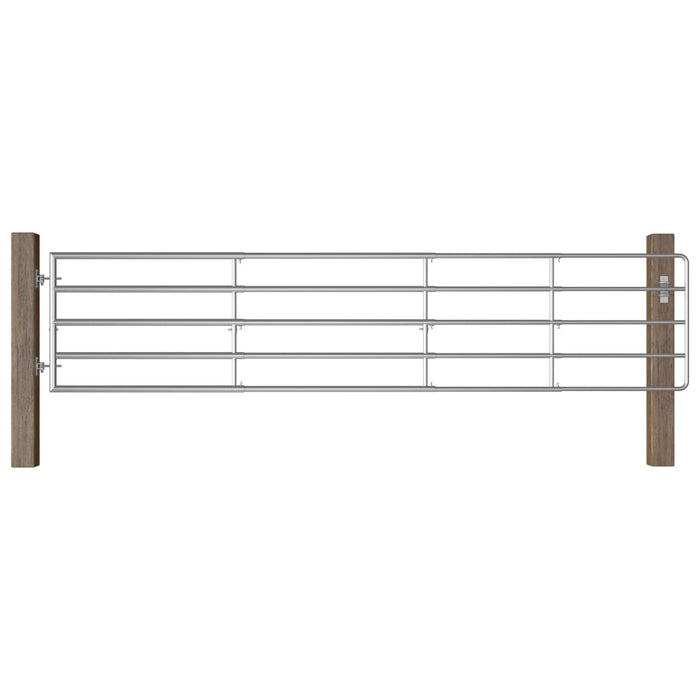 Poartă de câmp cu 5 bare, argintiu, (150-400) x 90 cm, oțel WALTI