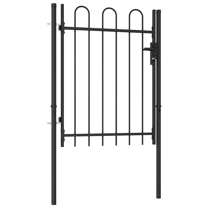 Poartă de gard BOXTEL cu ușă simplă și partea superioară arcuită din oțel, 1x1,2 m, negru - WALTI WALTI