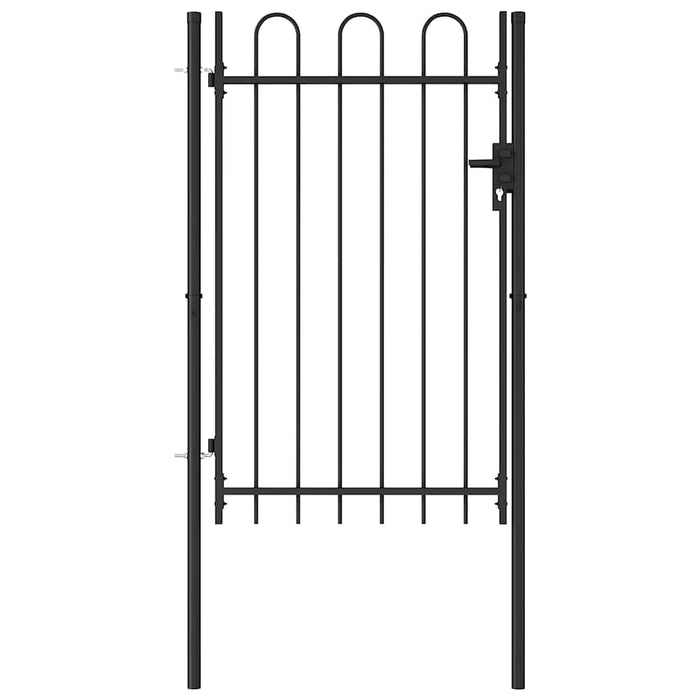 Poartă de gard BOXTEL cu ușă simplă și partea superioară arcuită din oțel, 1x1,5 m, negru - WALTI WALTI