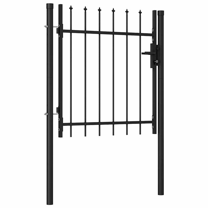 Poartă de gard BOXTEL cu ușă simplă și vârf cu țepi, oțel, 1x1 m, negru WALTI