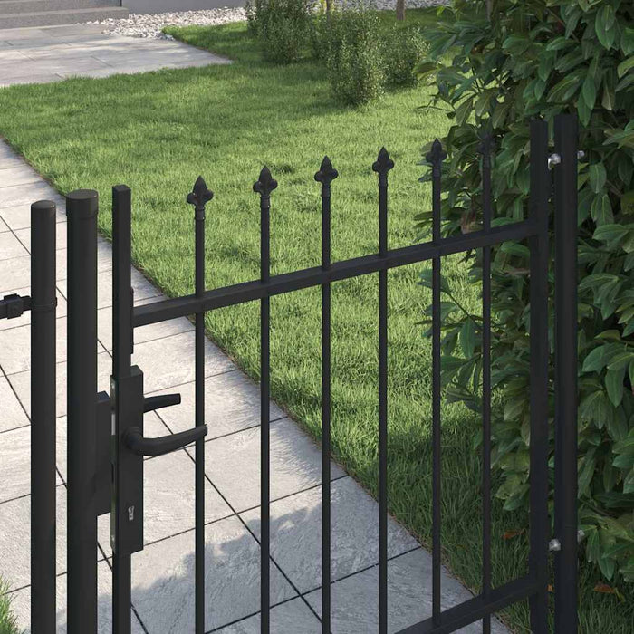 Poartă de gard BOXTEL cu ușă simplă și vârf cu țepi, oțel, 1x1 m, negru WALTI