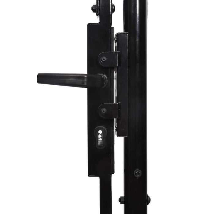 Poartă de gard BOXTEL cu ușă simplă și vârf cu țepi, oțel, 1x1 m, negru WALTI
