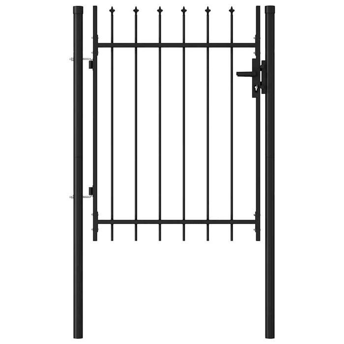 Poartă de gard BOXTEL cu ușă simplă și vârf cu țepi, oțel, 1x1,2 m, negru - WALTI WALTI